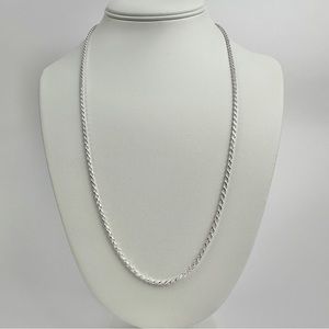 Silver Chain Solid Silver Rope Chain Necklace 2.5mm 24 Inches Stamped .925 Italy